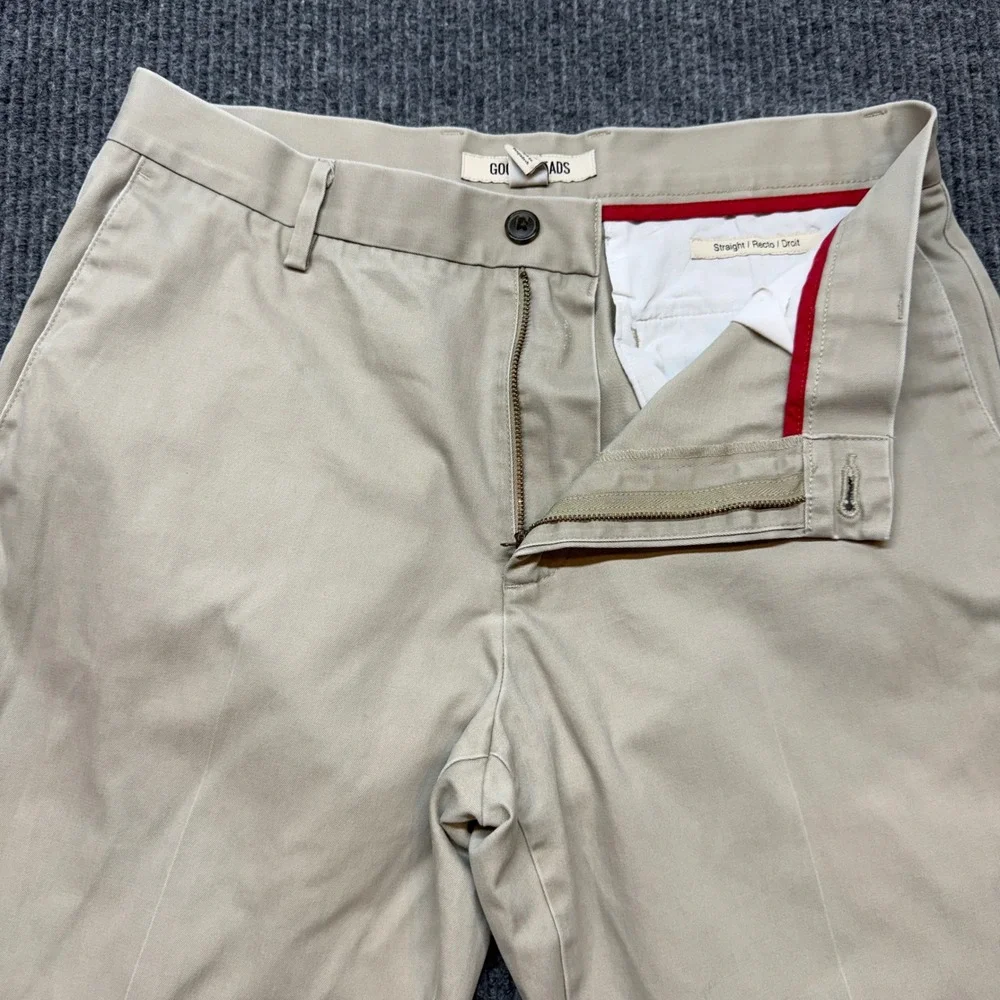 Goodthreads Mens 33x29 Khaki Beige Straight Fit Chino Pants Casual Trousers